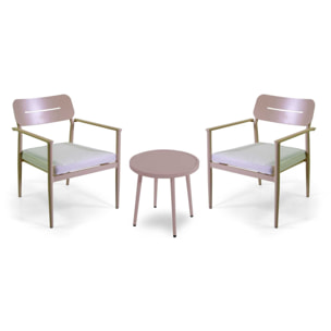 Poltrona Ibiza 2 pezzi Vacchetti in alluminio con tavolino tondo beige