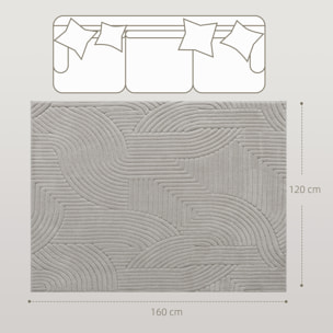 Alfombra Salón 160x120 cm Alfombra Pelo Corto Estilo Moderno Base Antideslizante Tejida a Máquina Tapete para Sala de Estar Dormitorio Comedor Gris