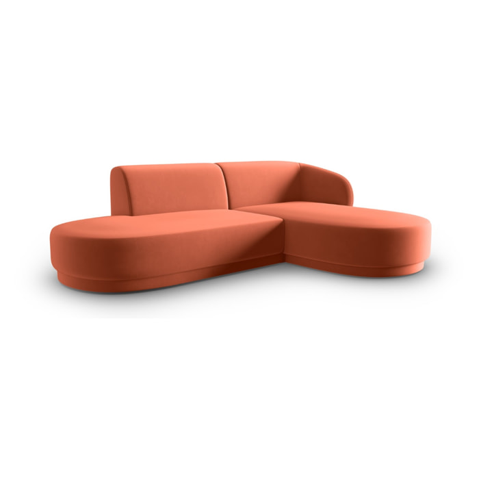 Canapé d'angle droit modulable "Lionel" 4 places en velours corail