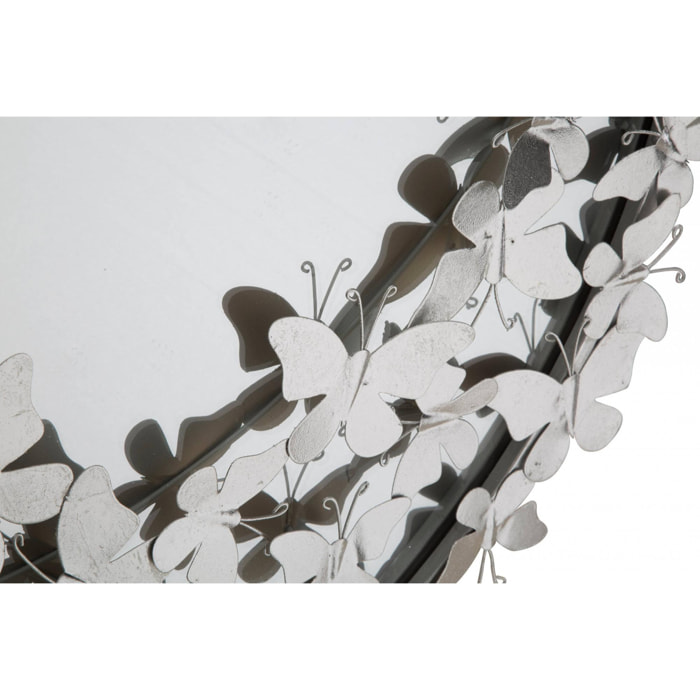 Specchio da parete, Ferro e Specchio, Colore Argento, Misure: 91 x 3 x 94 cm