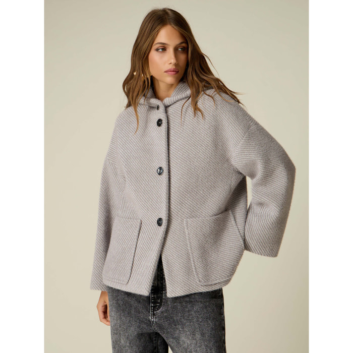 Oltre - Cappotto corto con cappuccio - Grigio