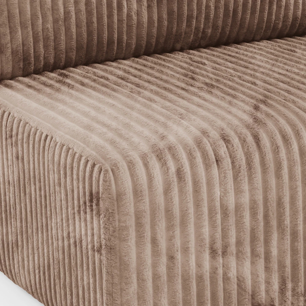 ELIOR - Canapé d'angle convertible et modulable 4 places en côtelé taupe