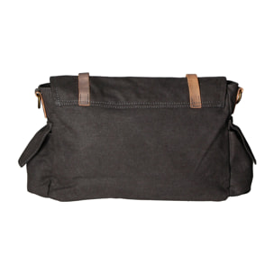 Borsa a spalla unisex - Modello Mina - Canvas e vera pelle - 24.0 x 34.0 x 10.0 cm