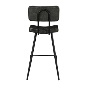 Lot de 2 chaises de bar mi-hauteur 66 cm cuir synthétique gris / noir - Texas