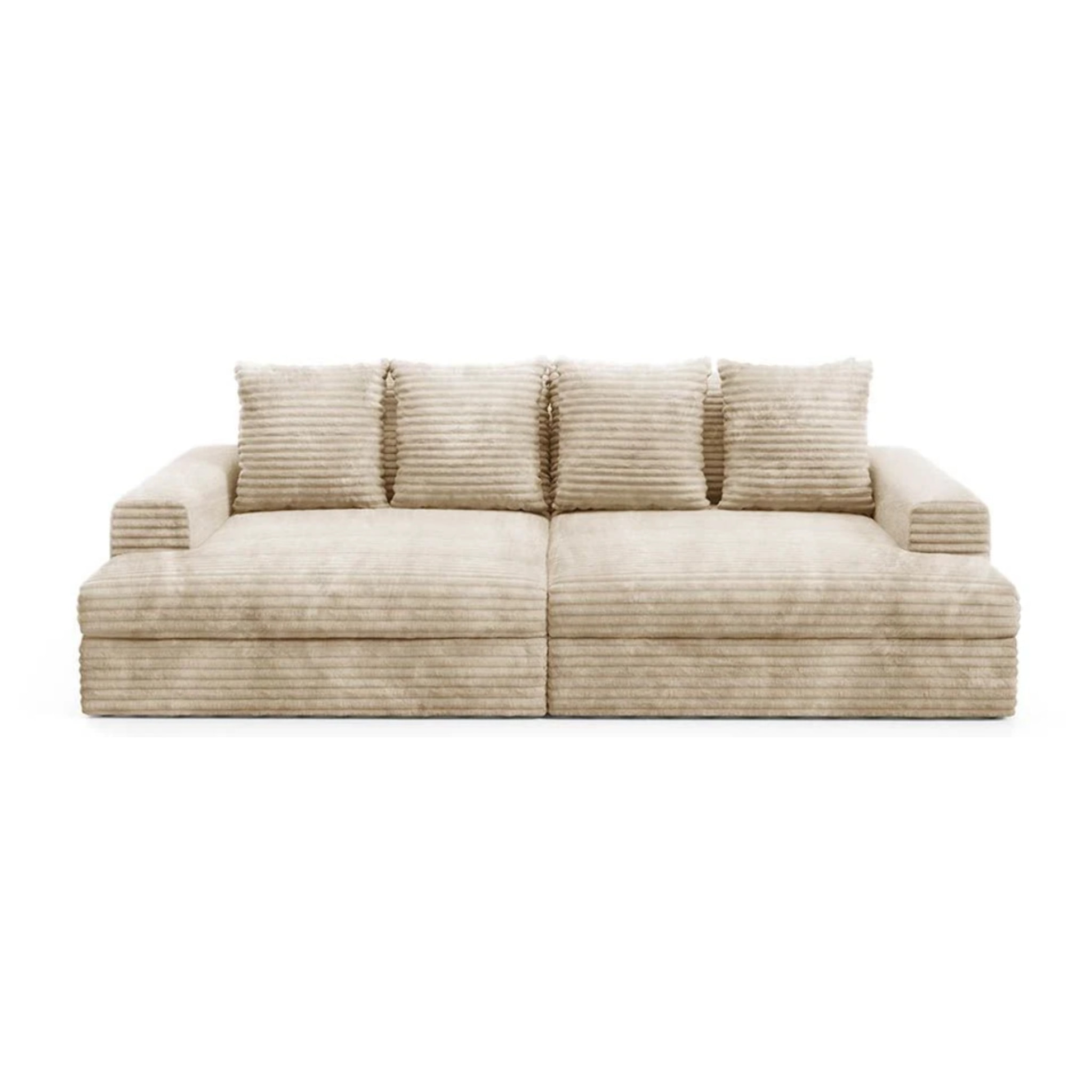 CAMELIA - Canapé 3 places en velours côtelé épais beige