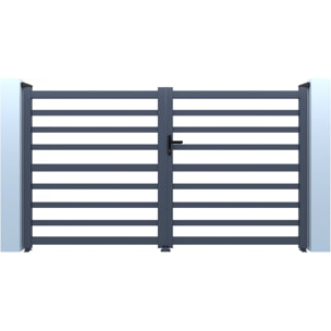 Portail aluminium ajouré "Martin" - 300 x 120 cm - Gris