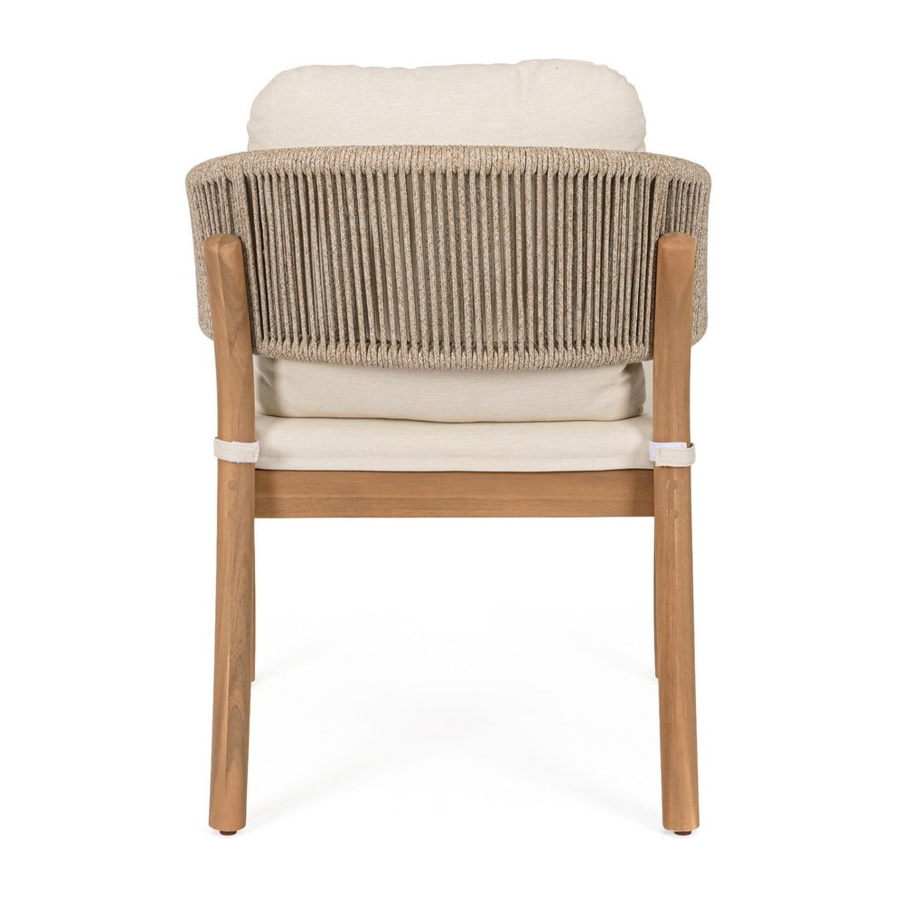 Set di 2 sedie con braccioli SIVIGLIA in legno di acacia, corda e tessuto beige