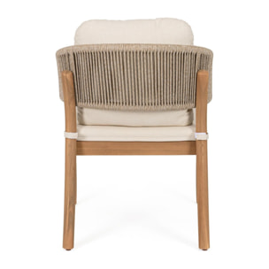 Set di 2 sedie con braccioli SIVIGLIA in legno di acacia, corda e tessuto beige
