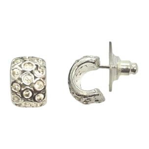 Pendiente Dots medio aro mini en plata 10µ