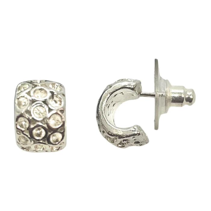 Pendiente Dots medio aro mini en plata 10µ