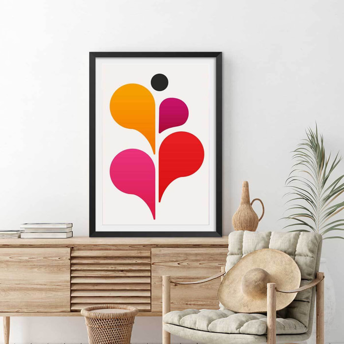 Poster seventies pink Affiche sous cadre noir