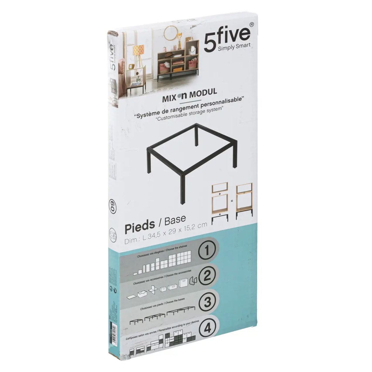 Pieds étagère métal 34x29cm Noir Mix N' Modul