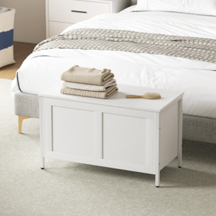 Baúl de Almacenaje para Dormitorio 95 L Banco de Almacenaje con Tapa Bisagra de Seguridad para Pasillo Salón 80x40x50 cm Blanco Veteado