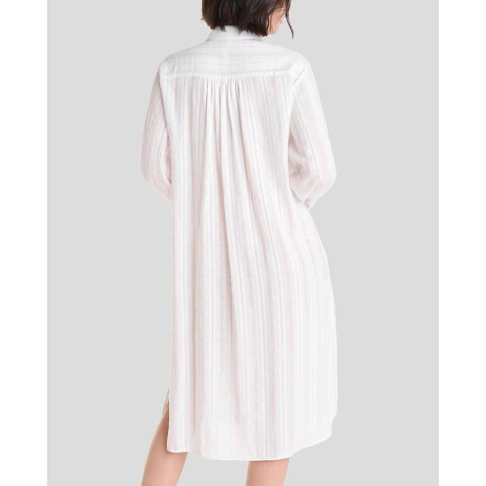 Vestido Blanco Abierto Botones