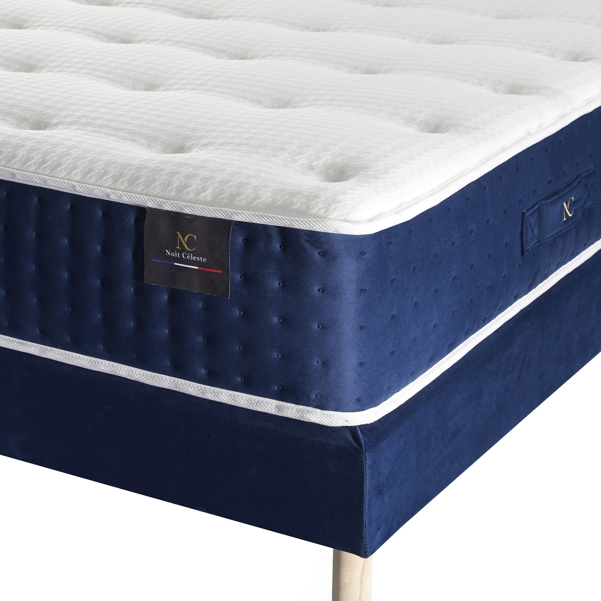 Ensemble Nova + tête de lit capitonnée - Matelas ressorts ensachés Mémoire de forme