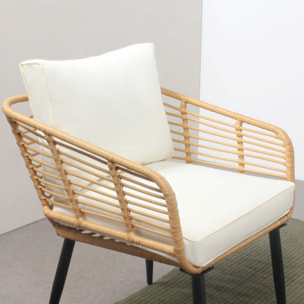 Salon de jardin 4 places canapé et chaises effet rotin avec coussins conforts BELLO