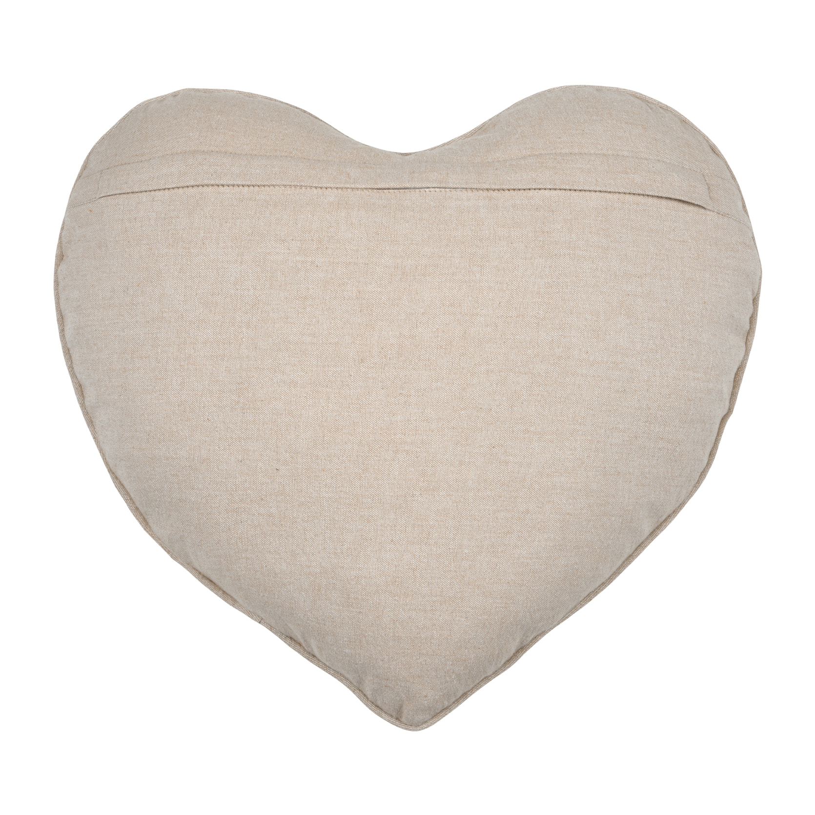 Coussin cœur rayures poly-coton - Naturel