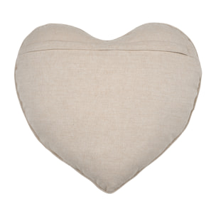 Coussin cœur rayures poly-coton - Naturel