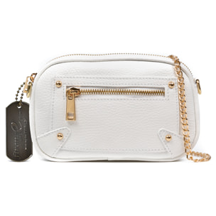 Asola borsa a tracolla, in pelle autentica finitura dollaro.