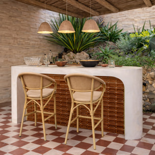 Lot de 2 fauteuils de bar extérieur en aluminium effet rotin beige AMALFI