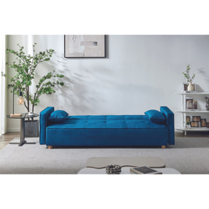 Canapé scandinave convertible 3 places en tissu bleu canard COOPER