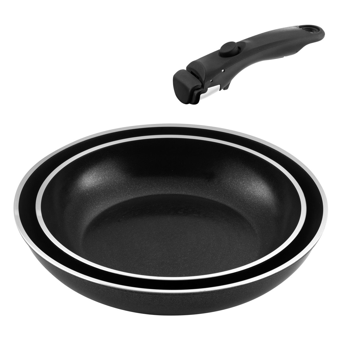 Arom - Set di 2 teglie 22 e 26 cm con manico rimovibile