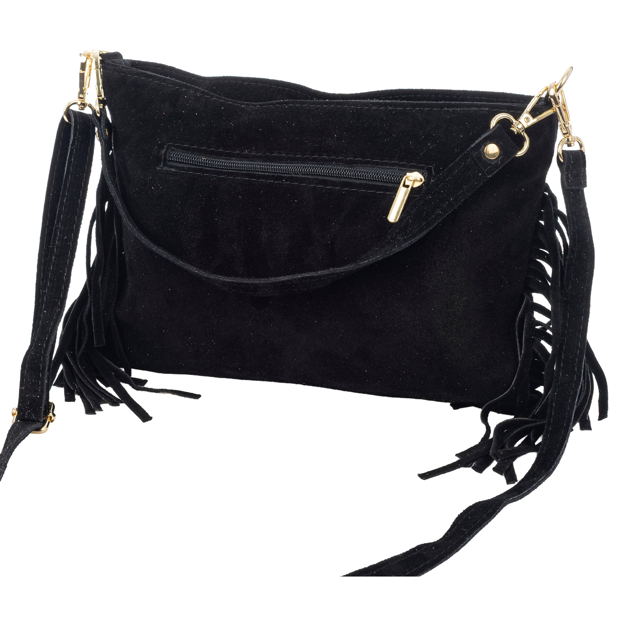 Bellegra Bolso de hombro Mujer. Piel auténtica Gamuza con detalles metálicos.