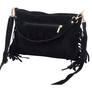 Bellegra Bolso de hombro Mujer. Piel auténtica Gamuza con detalles metálicos.