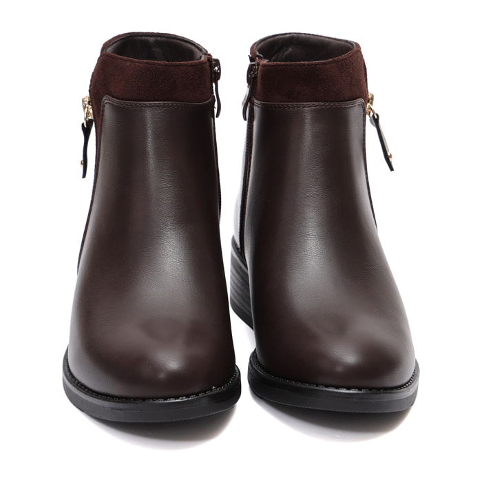 Stivaletti in simil pelle con lampo dorata