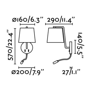 BERNI Aplique níquel satinado con lector LED