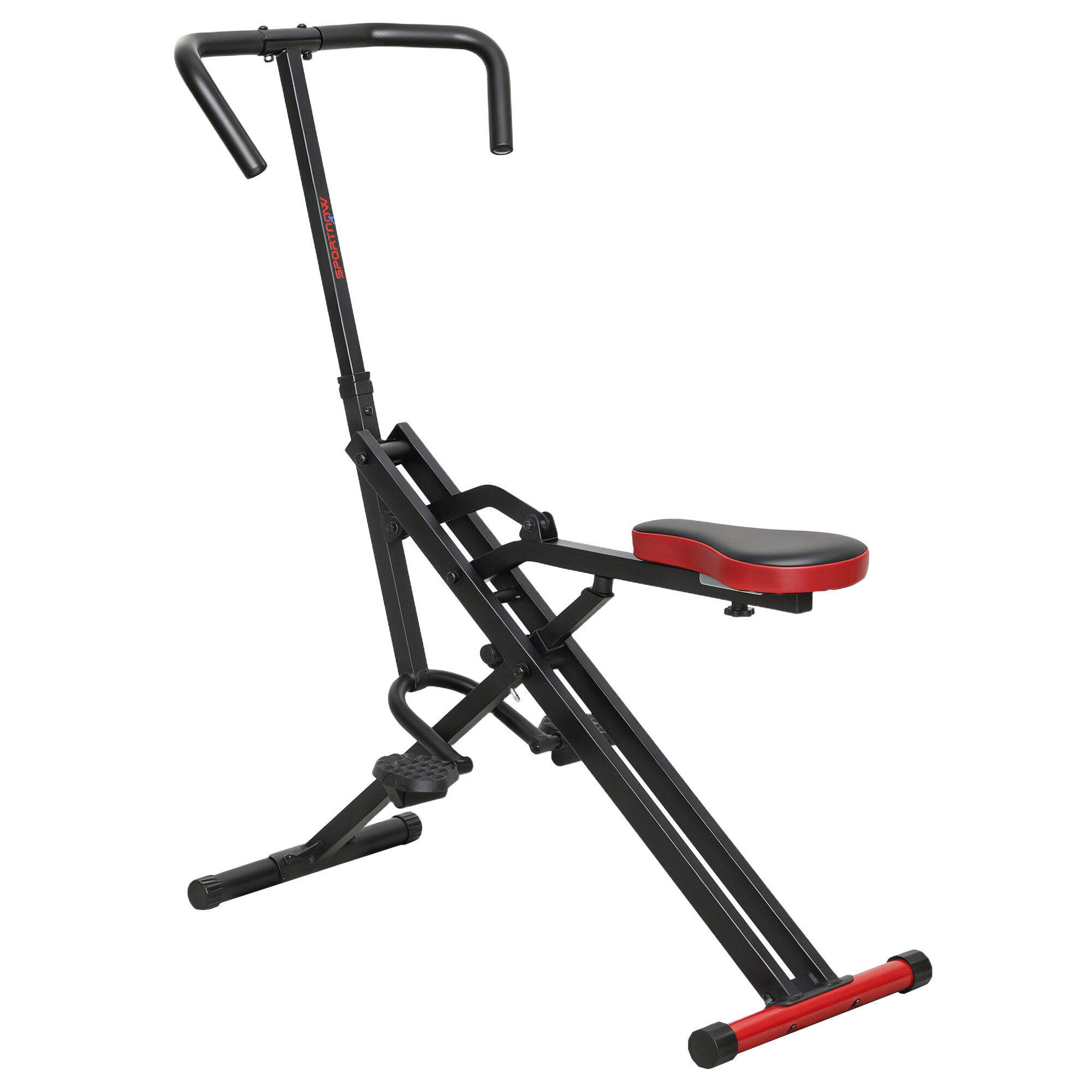 Machine à adominaux - appareil de fitness pliable réglable - rouge noir