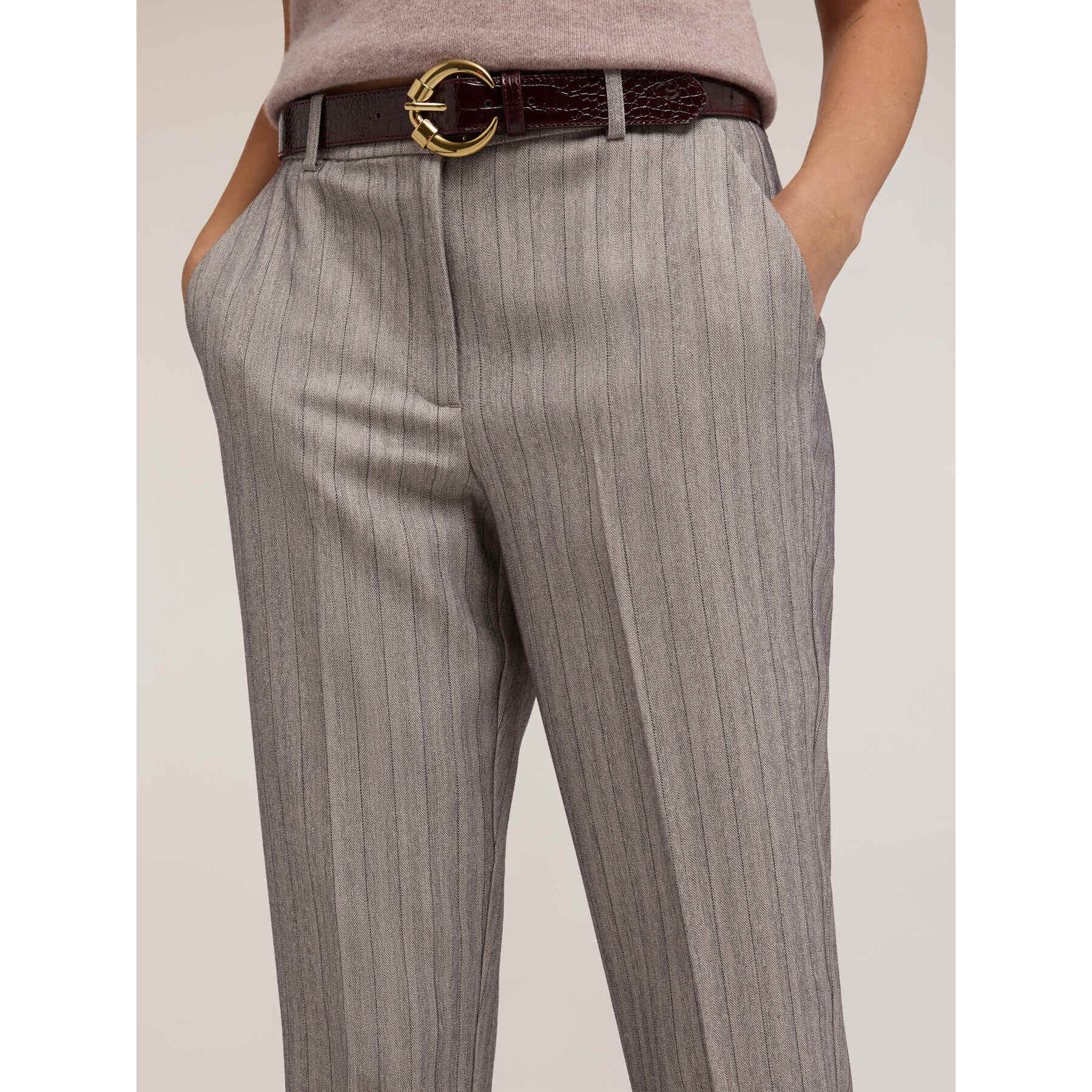 Motivi - Pantaloni regular gessati - Grigio