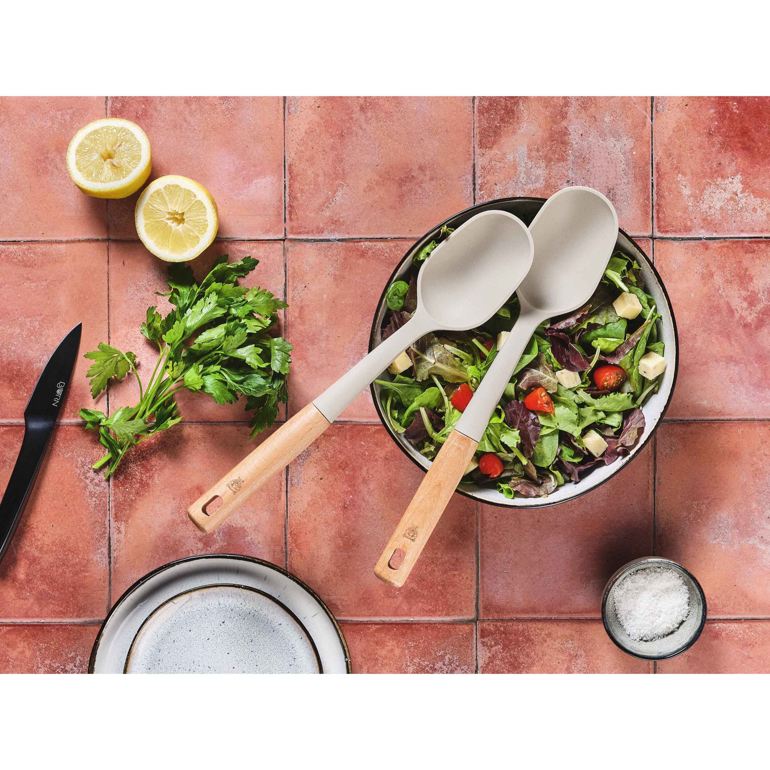 Couverts à salade en bois et silicone GUNNAR