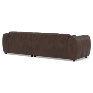 Curtis - canapé d'angle droit 4 places en simili - Marron