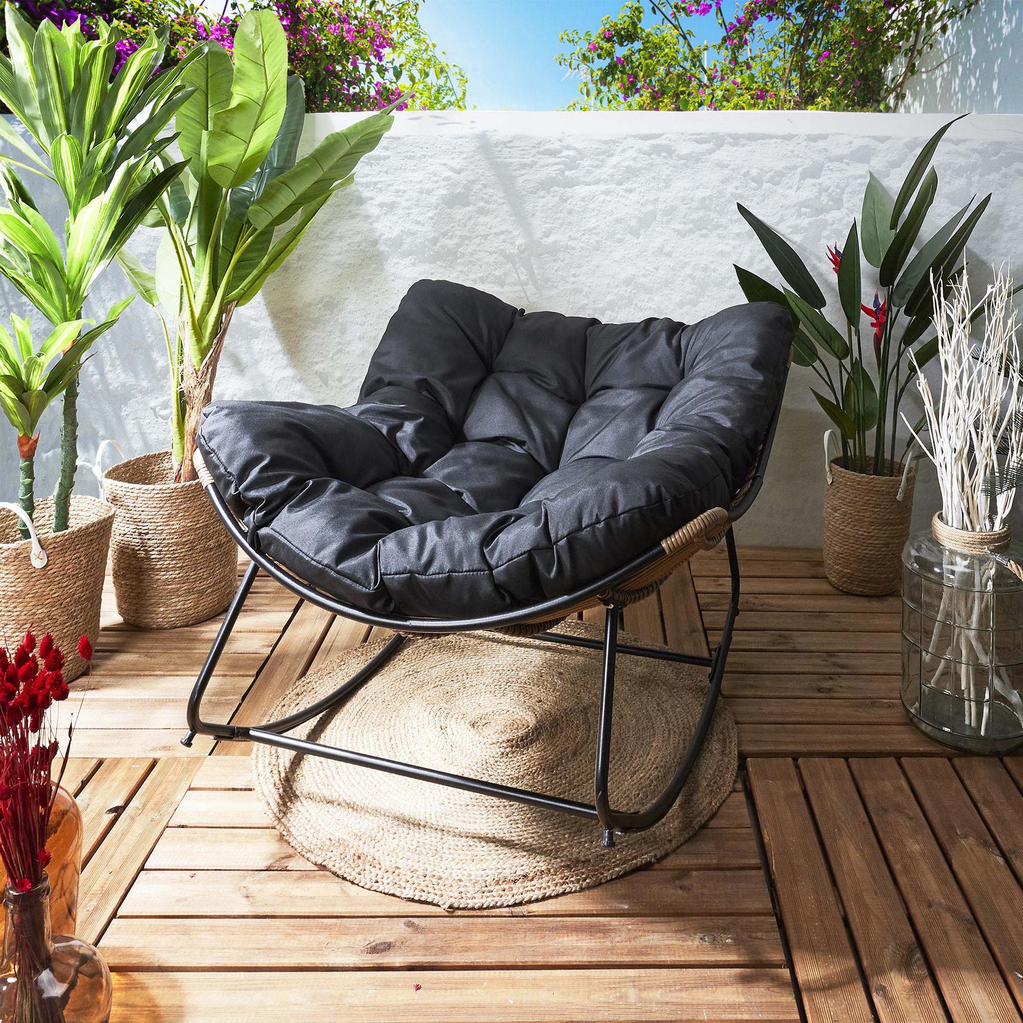 Fauteuil A Bacsule Tulum Coussin Noir