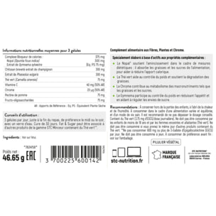 STC NUTRITION - Fat & Sugar Limit - Action Anti-Sucres et Graisses - Vegan - Gélules Végétales - Cure 30 jours