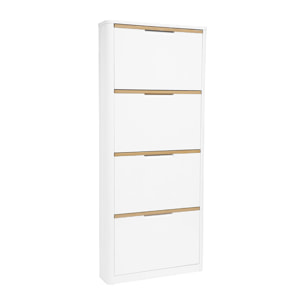 Meuble à chaussures 4 portes finition blanc laqué brillant L68 cm KIRK