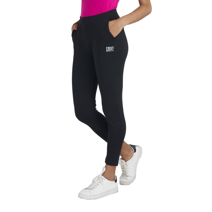 Pantalone donna dritto con piega in felpa Training