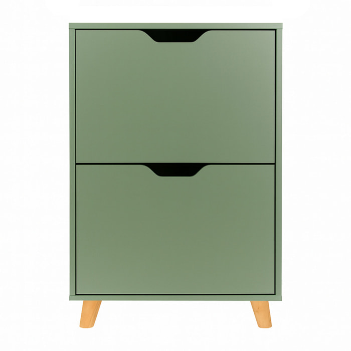 Emma - Scarpiera Salvaspazio 2 Ante 55x82x25 cm 12 Paia in Legno Salvia