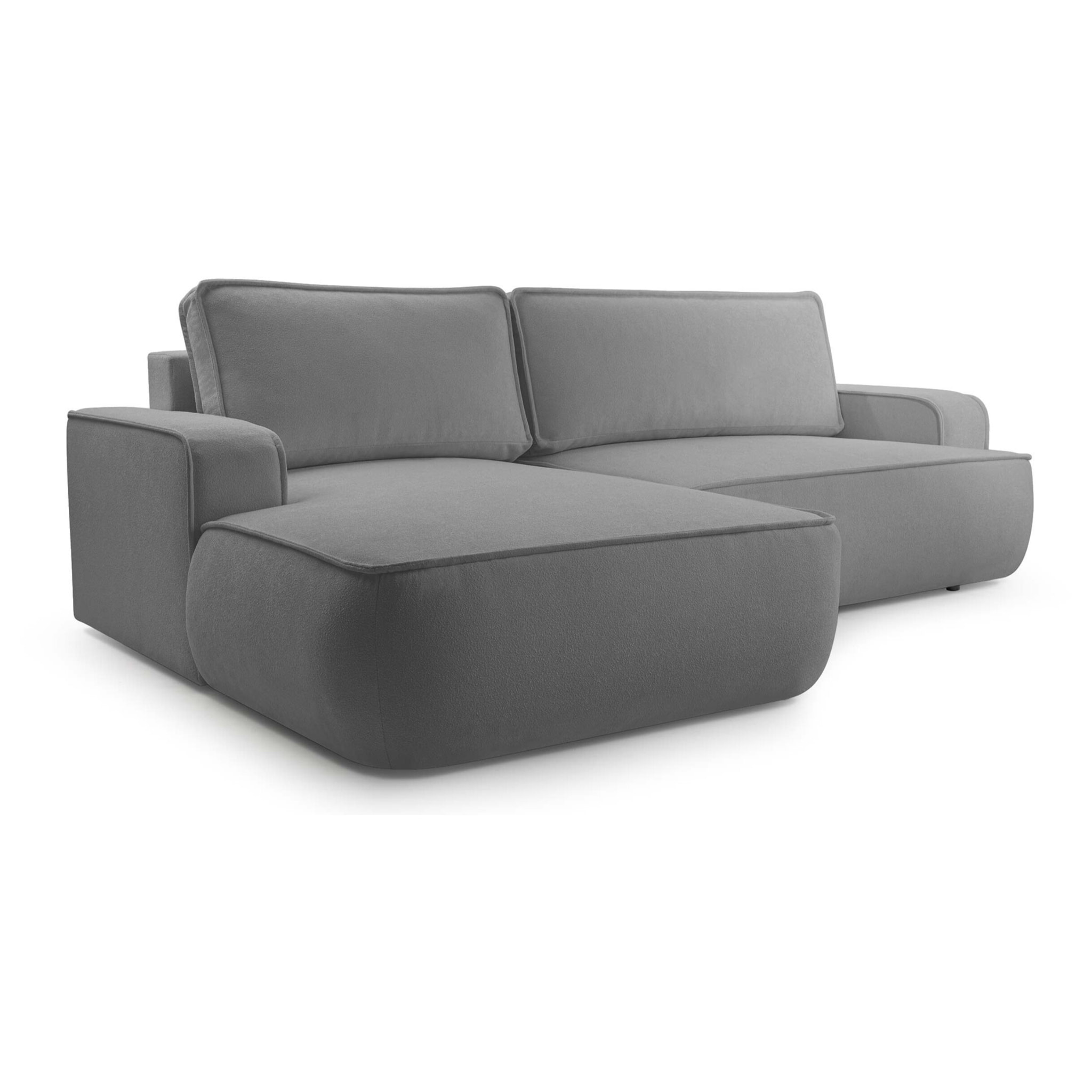 Nessino - canapé d'angle gauche 4 places - convertible avec coffre - en tissu texturé - Gris foncé