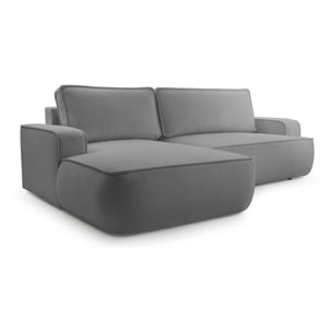 Nessino - canapé d'angle gauche 4 places - convertible avec coffre - en tissu texturé - Gris foncé