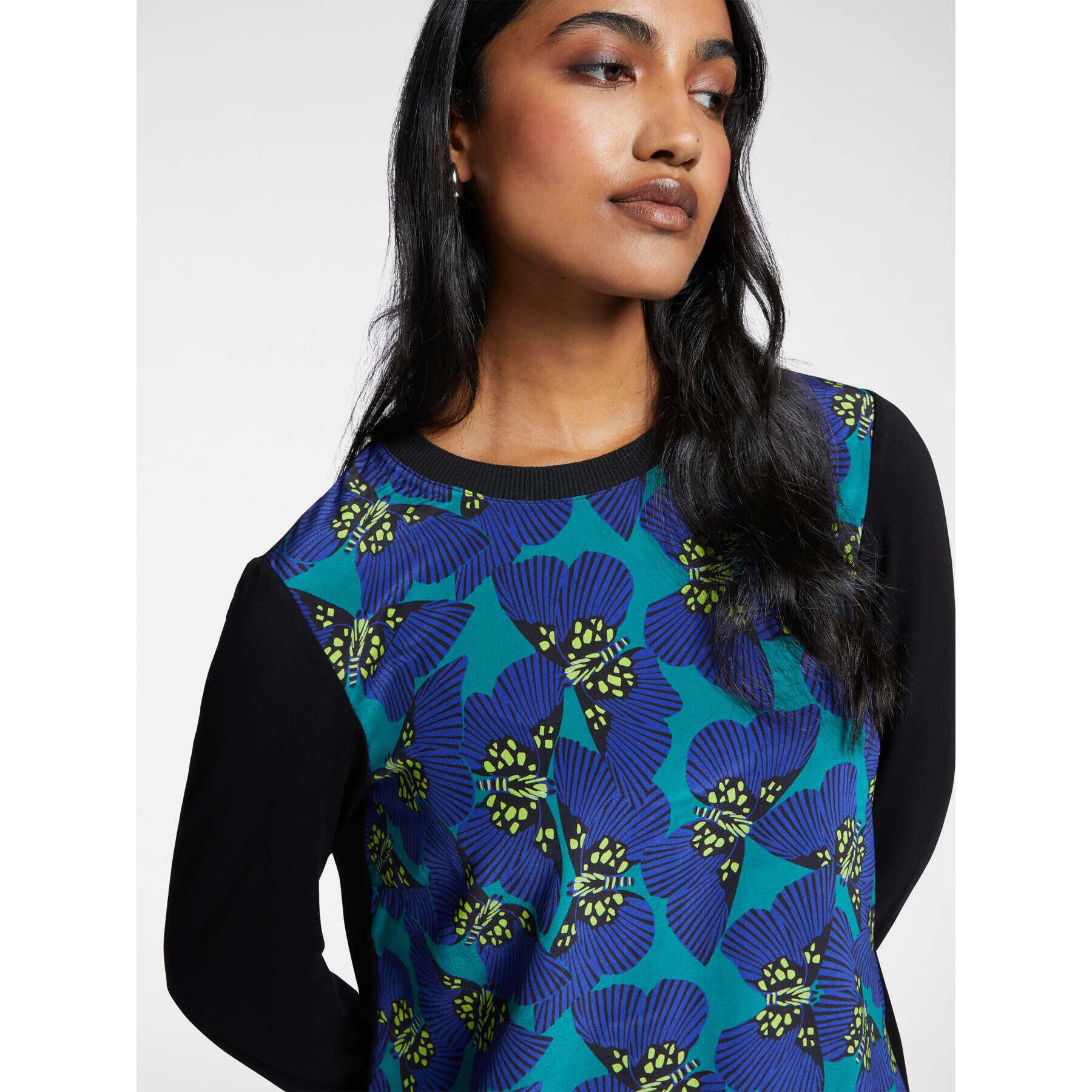 Elena Mirò - Blusa bimaterica stampata - Blu