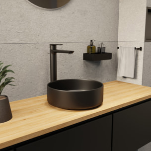 Vasque a poser ronde 36 cm hauteur 12,5 cm sans trop-plein noir mat PixL (CEPX3636BKM)