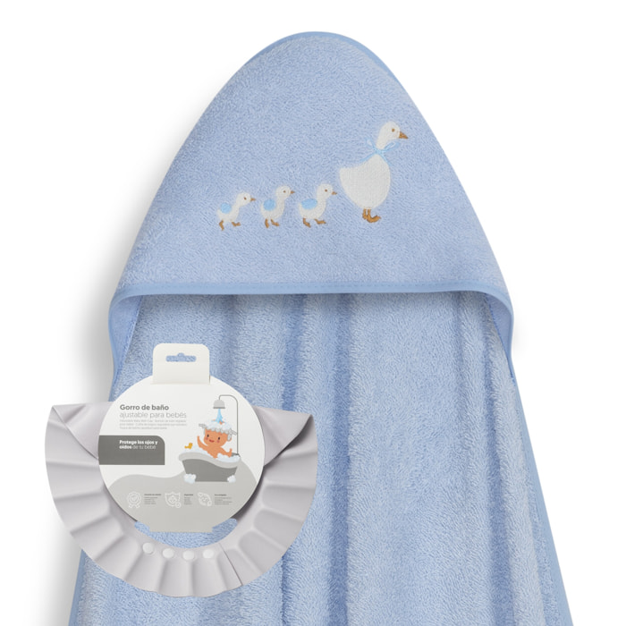 Capa Baño 1X1 Mod Patitos Familia+ Gorro Azul