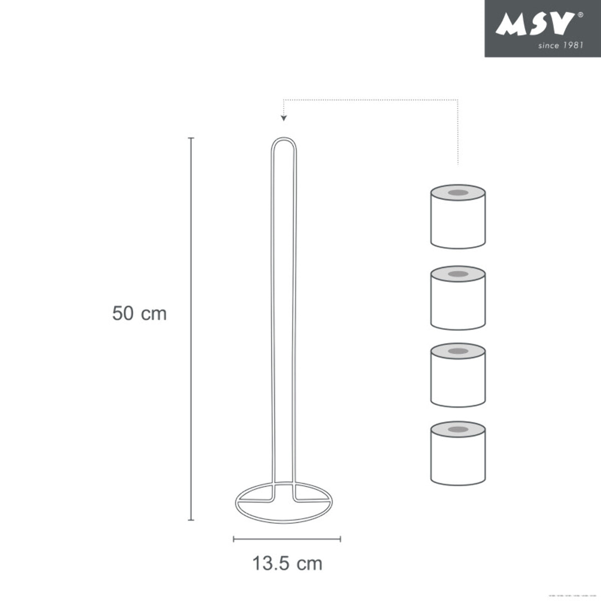 Porte Rouleau Papier Wc sur pied Acier effet Cuivré MSV