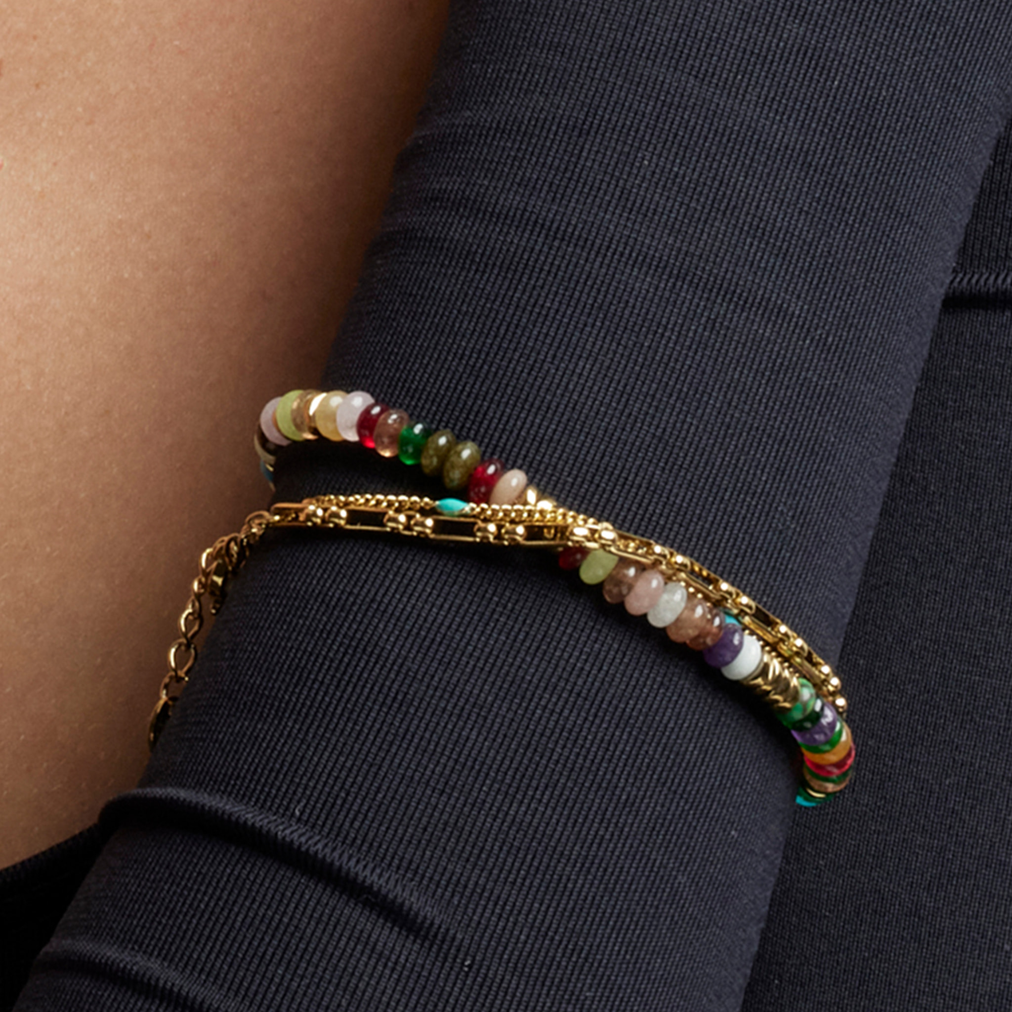 Pulsera con Cristal Multicolor acabado oro 18k