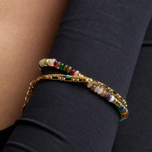 Pulsera con Cristal Multicolor acabado oro 18k