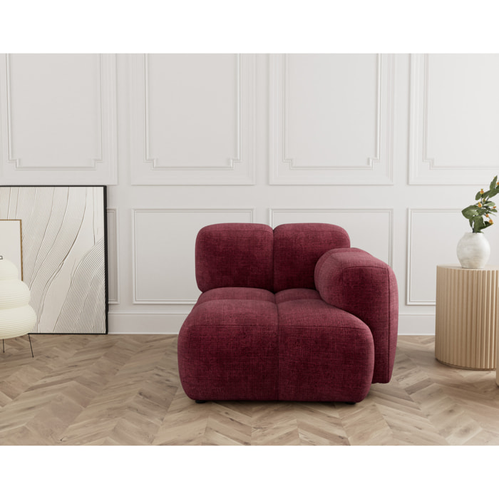 Grace - module d'assise droit en velours texturé - Prune
