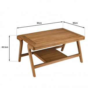 WILL - Table basse FLORES rectangulaire double plateau en teck