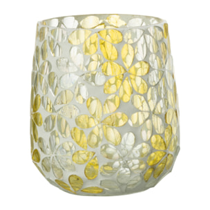 J-Line photophore Fleurs - verre - jaune/argent - medium